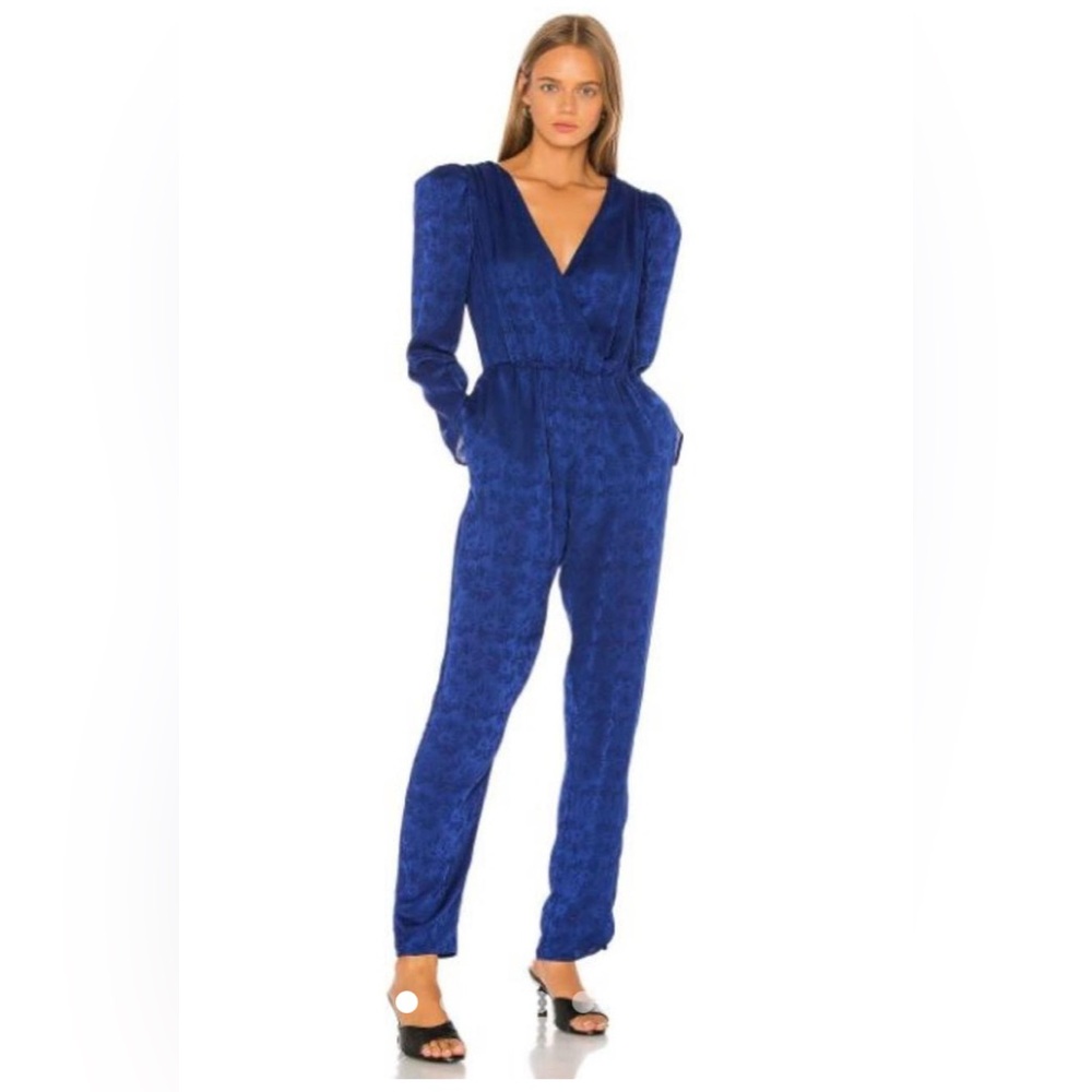 L'Academie Blue Wrap-Style Jumpsuit with Tailored Fit